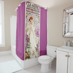 Rideaux De Douche Alphonse Mucha La Dame 1896 Art Nouveau Vintage