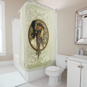 Rideaux De Douche Alphonse Mucha - Têtes byzantines Brunette