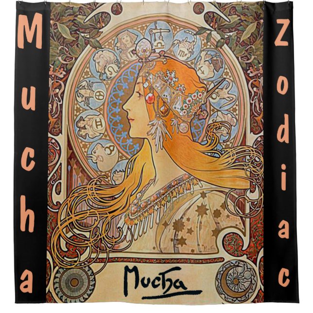 Rideaux De Douche Alphonse Mucha, zodiaque, nouveau d'art, cru, (Devant)