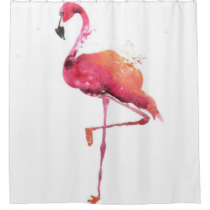 Rideaux De Douche Amateurs de Flamant rose aquarelle Amoureux des F