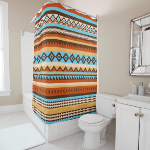 Rideaux De Douche Ambiance autochtone du sud-ouest Brown orange et b