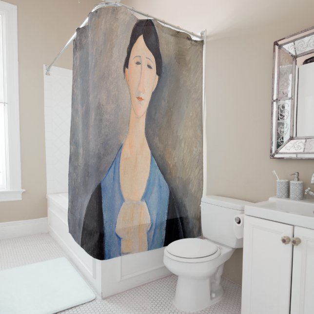 Rideaux De Douche Amedeo Modigliani - Jeune femme en bleu (En situation)