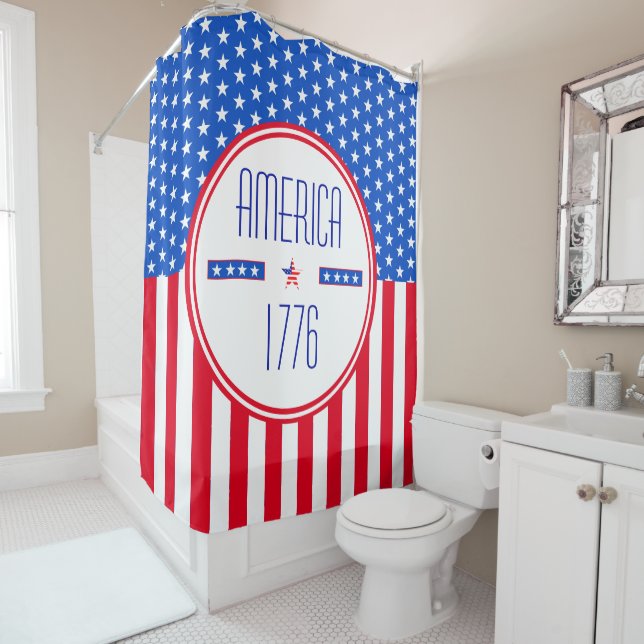 Rideaux De Douche Américain 1776 patriotique (En situation)