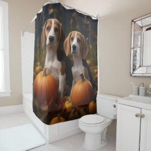 Rideaux De Douche American Anglais Foxhound Puppy Automne Delight