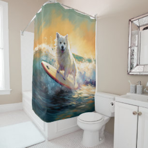 Rideaux De Douche American Eskimo Beach Surf Peinture