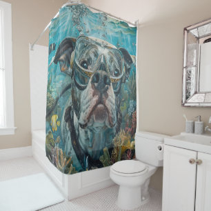 Rideaux De Douche American Staffordshire Chien Plongée sous-marine