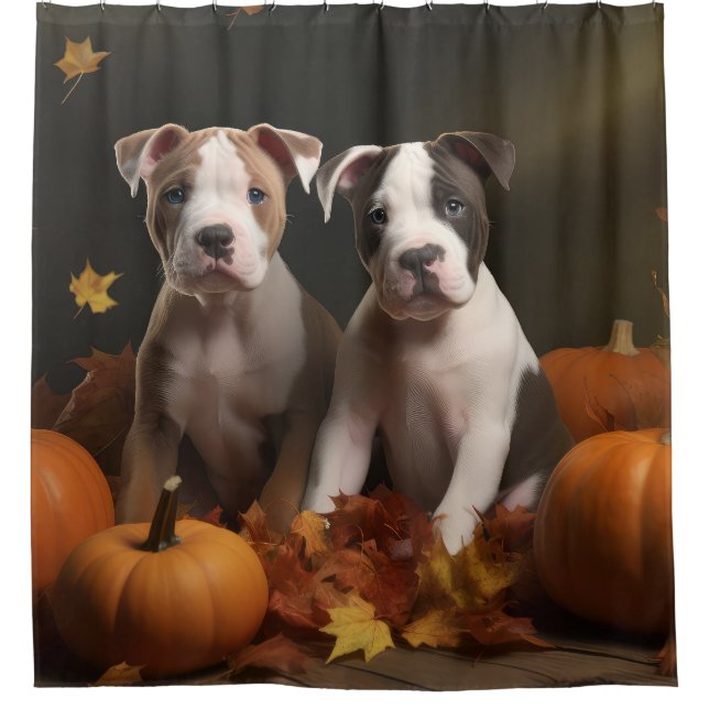 Rideaux De Douche American Staffordshire Puppy Automne Délice (Devant)