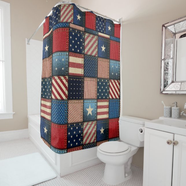 Rideaux De Douche Americana Patchwork Image Version 2 (En situation)