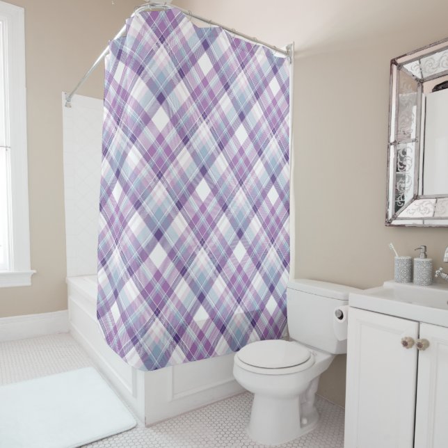 Rideaux De Douche Amethyst Hues Plaid (En situation)