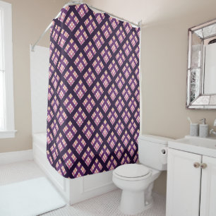 Rideaux De Douche Améthyste Peach rose violet Lilac Striac Plaid