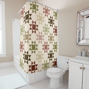 Rideaux De Douche Amish Quilt Imprimer le dégradé vert, motif de c