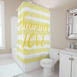 Rideaux De Douche Amour d'été rayures jaunes et blanches