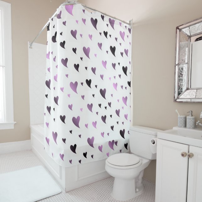 Rideaux De Douche amour pourpre, coeur, valentin, symbole, forme, (En situation)
