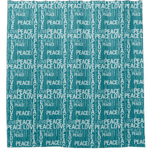 Rideaux De Douche Amour turquoise et blanc et paix