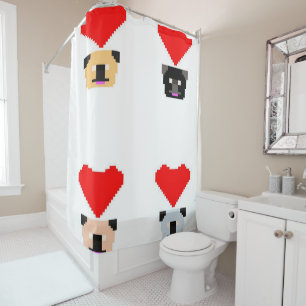 Rideaux De Douche Amoureux de les chiens carlins L'amour de tous l