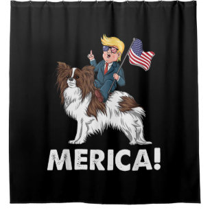 Rideaux De Douche Amoureux de les chiens Trump Riding Papillon Meri