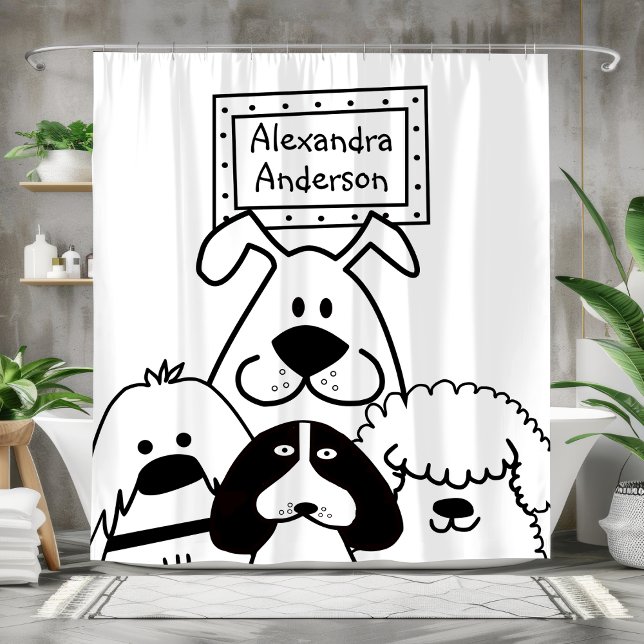 Rideaux De Douche Amoureux des chiens personnalisé (Personalized Dog Lover's Shower Curtain)