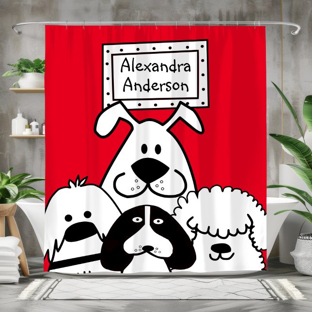 Rideaux De Douche Amoureux des chiens personnalisé (Personalized Dog Lover's Shower Curtain)