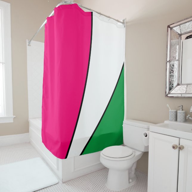 Rideaux De Douche Amusant Belle Magenta Rose Kelly Vert Blancs (En situation)