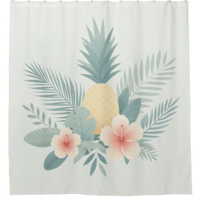 Rideaux De Douche Ananas floral & Hawaiian (Devant)