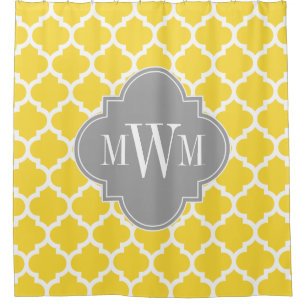 Rideaux De Douche Ananas Jaune Marocain #5 Dk Grey 3I Monogramme