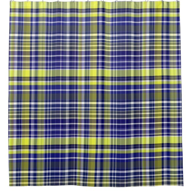 Rideaux De Douche Ananas Marine Bleu Blanc Preppy Madras Plaid (Devant)