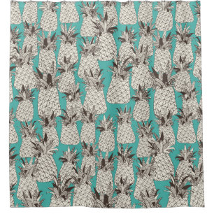 Rideaux De Douche ananas mer turquoise