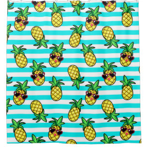 Rideaux De Douche Ananas Tropical : Motif de lunettes de soleil Retr