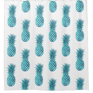 Rideaux De Douche Ananas tropicaux Turquoise Aqua