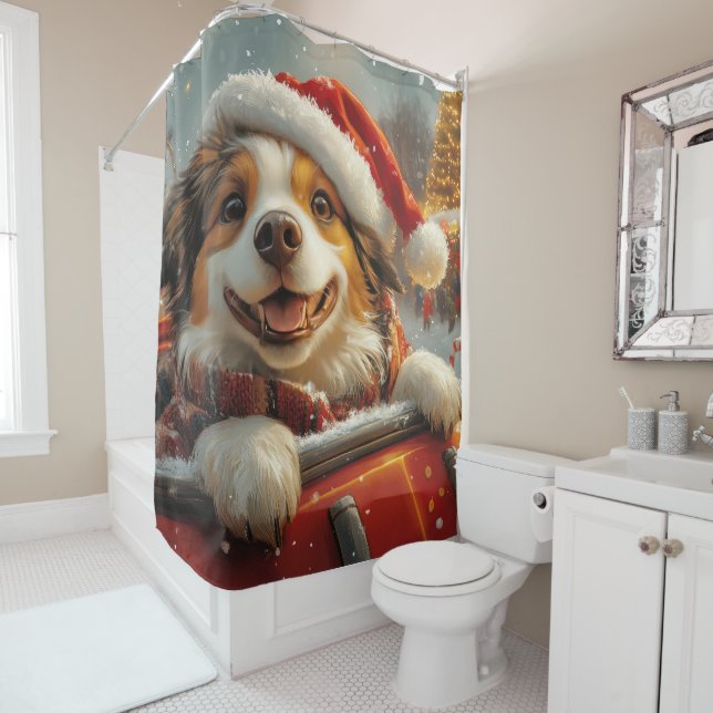 Rideaux De Douche Anatolie Berger Chien Roller Dessous de verre Noël (En situation)