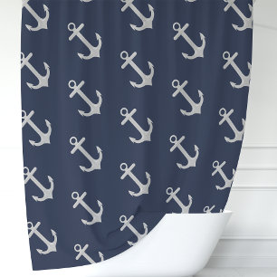Rideaux De Douche Ancre Bleue de la marine classique