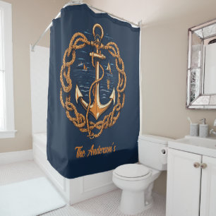 Rideaux De Douche Ancre du Nautical Golden Ship