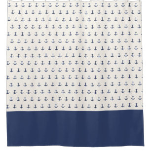 Rideaux De Douche Ancre nautique Marine bleu crème