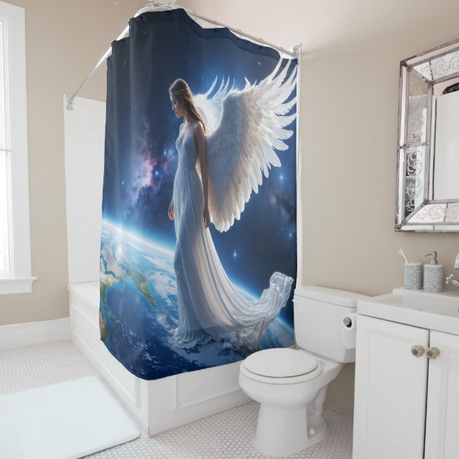 Rideaux De Douche Ange protégeant la Terre  (En situation)