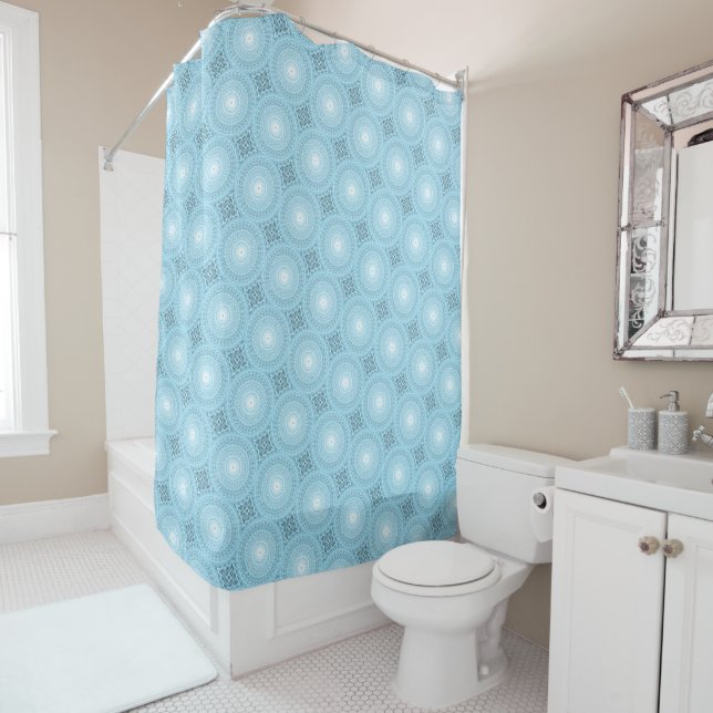 Rideaux De Douche Angel bleu turquoise tourbillon motif (En situation)