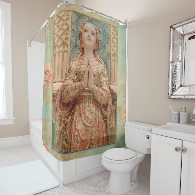 Rideaux De Douche Angel Stylish Print Bathroom Deco (En situation)