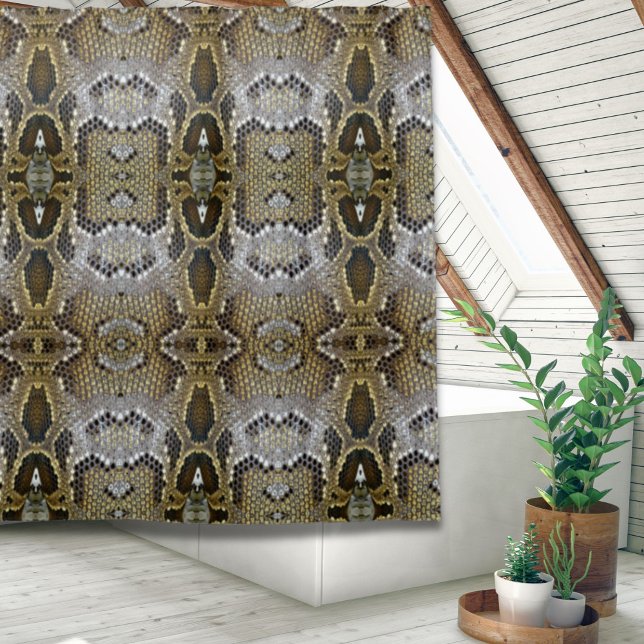 Rideaux De Douche animal beige beige neutre imprimé motif serpent (neutral brown beige animal pattern snake print shower curtain)