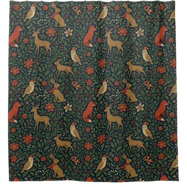 Rideaux De Douche Animalier & Botanique de Noël victorien  (Devant)