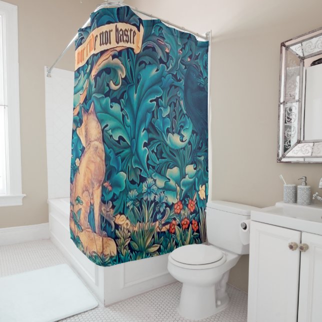 Rideaux De Douche Animals dans The Forest, William Morris (En situation)