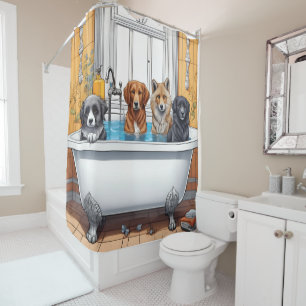 Rideaux De Douche Animaux amusants dans le bain
