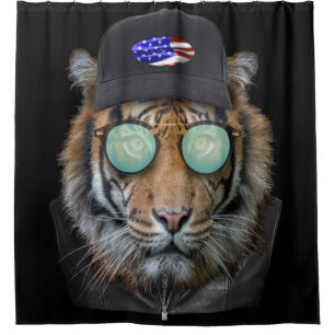 Rideaux De Douche Animaux amusants habillés Funny Bengal Tiger