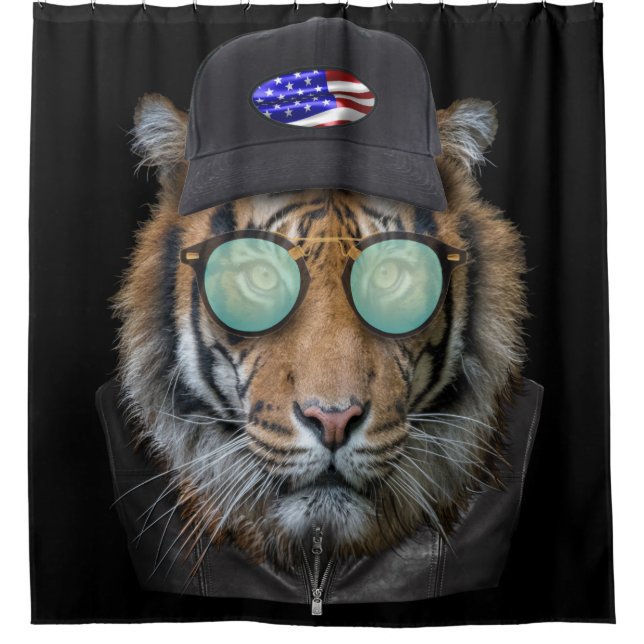 Rideaux De Douche Animaux amusants habillés Funny Bengal Tiger (Devant)