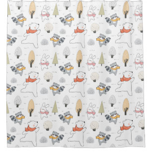 Rideaux De Douche Animaux forestiers adorables