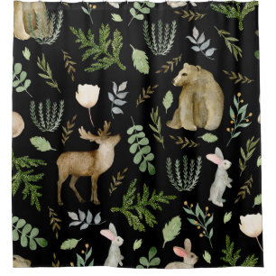 Rideaux De Douche Animaux mignons : Aquarelle Tirée À La Main.