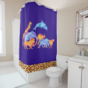 Rideaux De Douche Animaux sauvages avec une frontière Empreinte de l