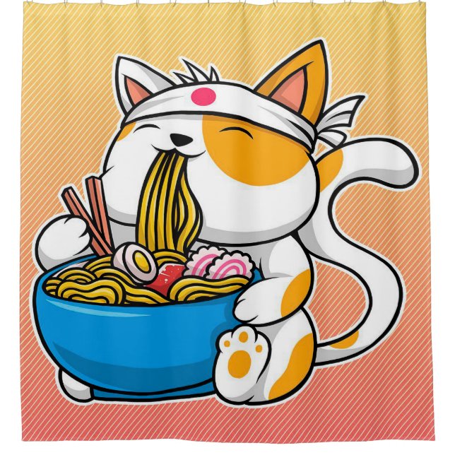 Rideaux De Douche Anime Ramen Cadeau Chat| Chat Pour Pâques (Devant)
