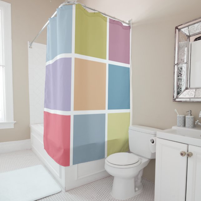 Rideaux De Douche Ann Arbor Pastel Chalk Carrés (En situation)