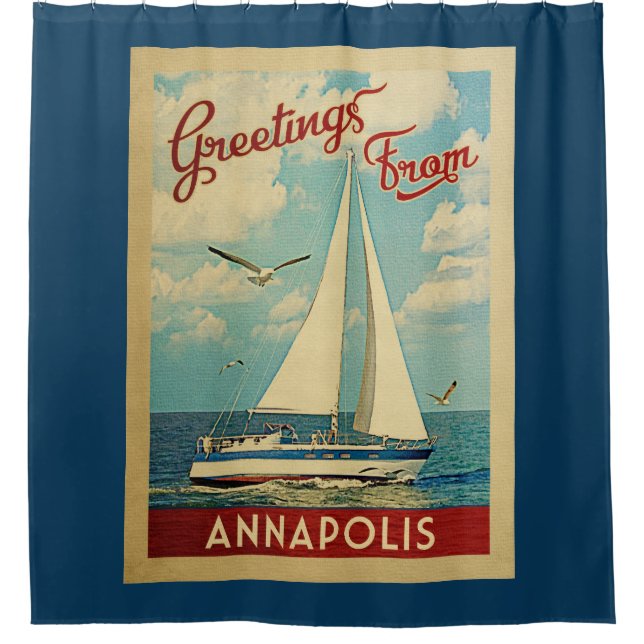 Rideaux De Douche Annapolis Sailboat Vintage voyage Maryland (Devant)