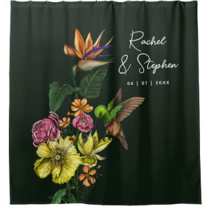 Rideaux De Douche Anniversaire du Mariage des colibris tropicaux ver