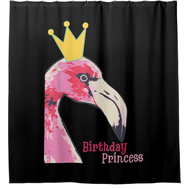 Rideaux De Douche Anniversaire Princesse Flamant rose fille | Flaman (Devant)